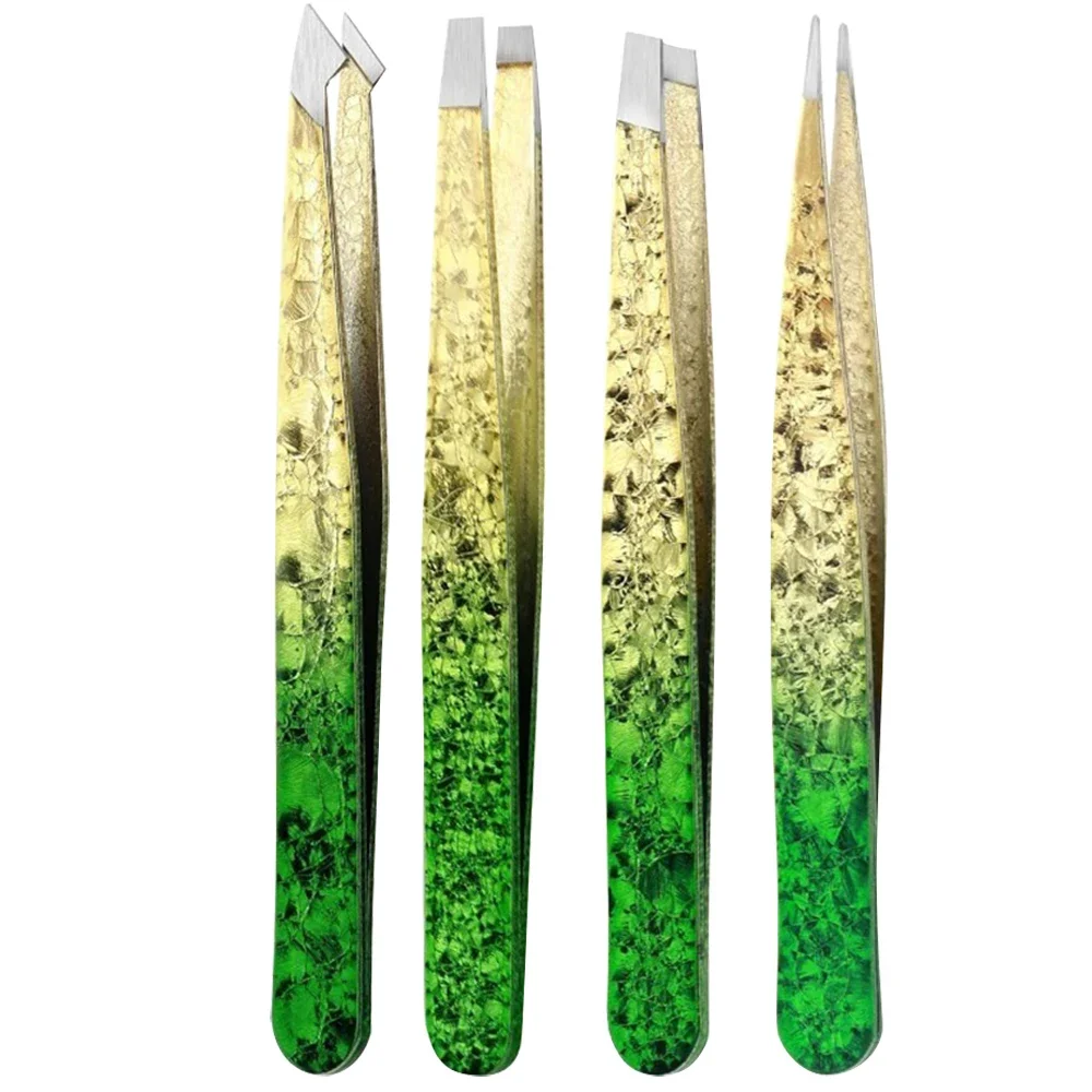 1/4PCS Eyelash Extension Tweezers Professional Stainless Steel Curved Tip Tweezers Set Pointed Tip Beauty Makeup Tool For Women