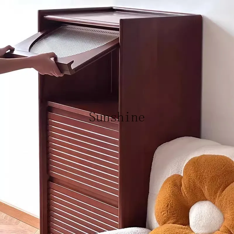 

Nordic solid wood magazine cabinet Japanese living room display locker