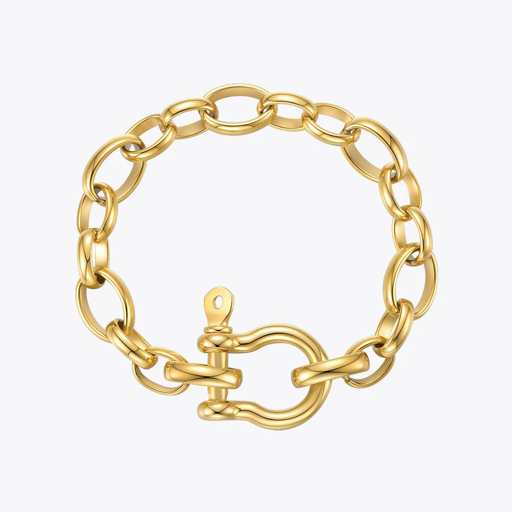 ENFASHION Goth Lock Bracelets For Women 2021 Gold Color Bracelet Stainless Steel Pulseras Mujer Fashion Jewelry Gift B212250