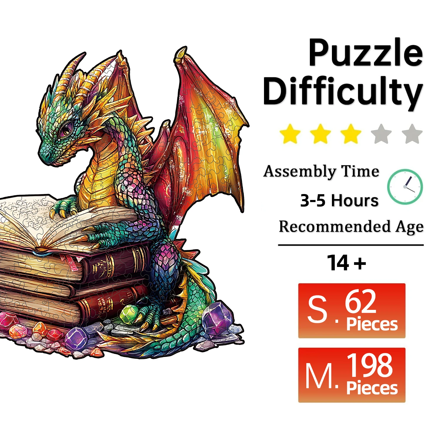 أحجية خشبية للبالغين - أحجية تنين الكتاب السحري، ألغاز خشبية فريدة من نوعها، ديكور منزلي فني حديث، فكرة هدية جيدة