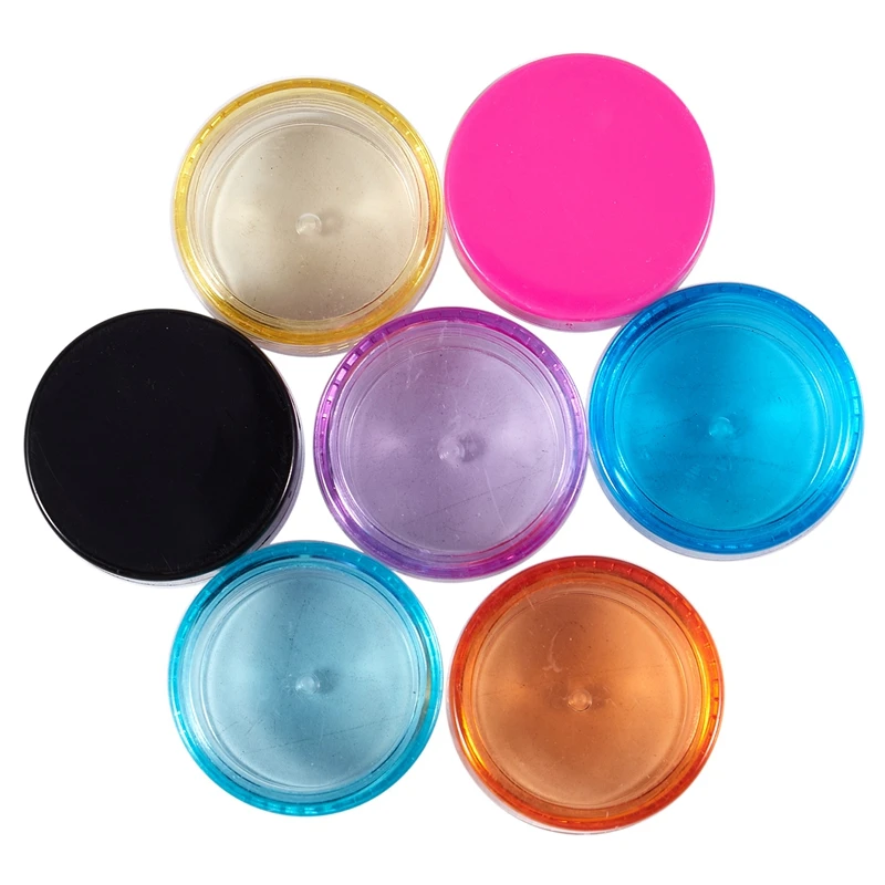 50 Pcs Plastic Pot Jars Empty Cosmetic Container with Lid for Creams Sample Make-up Storage 10 Colors