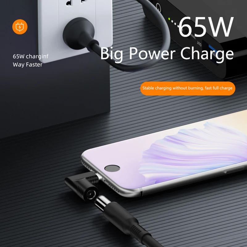 Konverter adaptor daya PD ke USB C 65W, konverter 5x2, 5 7,4X5, 0 Charger pengisi daya Laptop ke konektor tipe C untuk Xiaomi Samsung