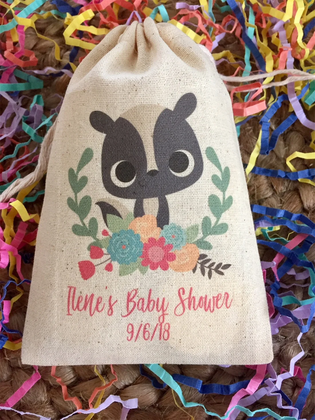 20PCS Woodland Theme Forest Animal Favor Bags for Birthday or Baby Shower - Custom Muslin Cotton Bags