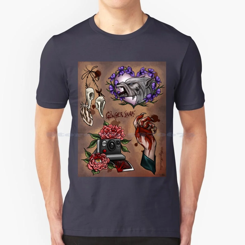 Ginger Snaps Tattoo Flash T Shirt 100% Cotton Tee Ginger Snaps Werewolf Movie Katherine Isabelle John Fawcett Ginger Werewolves