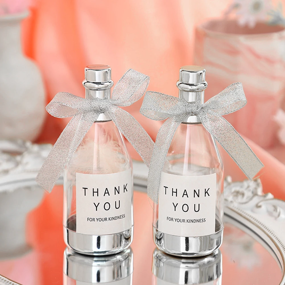 20 PcsWedding Candy Box Champagne Bottle Favor Box Container Party Gift Box Bulk Clear Container Plastic Jars Personality Pink