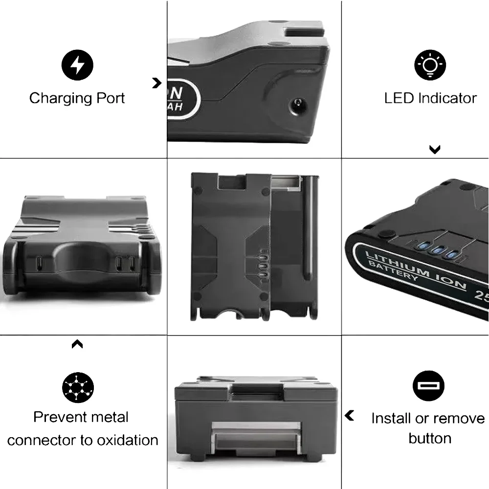 25.2V 6000mAh for Shark S1 S2 S3 S4 S6 S7 S9 IC205 200C 200W XBAT200 Vacuum Cleaner Lithium Battery