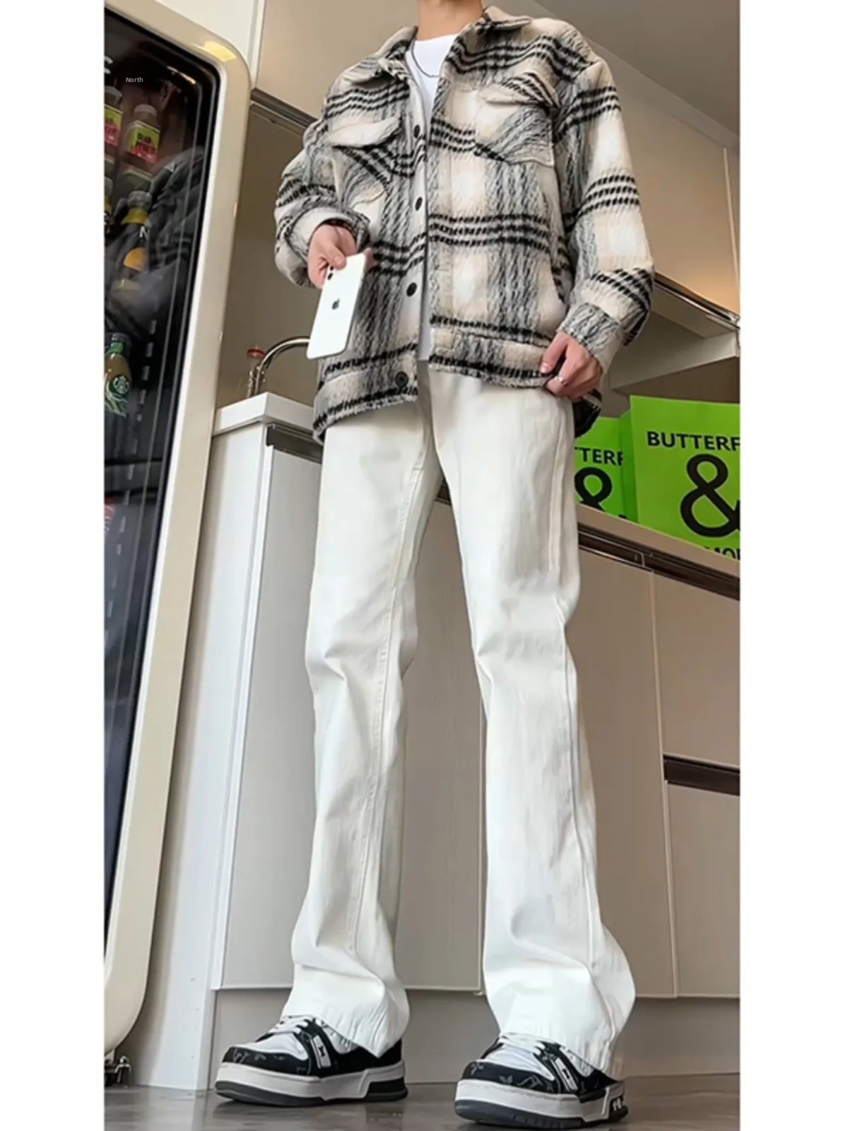 

Эластичные мужские джинсы прямого кроя, белые, зауженные, с высокой талией, на молнии, весенние, модные, повседневные, удобные, из смесового хлопка, деним