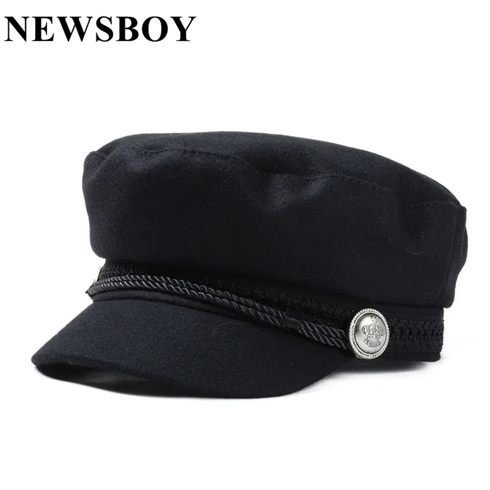 

NEWSBOY Cap for Women Beret Hat Female Black Wool Baker Boy Cap Winter Flat Cap Elegant Ladies Irish French Painter Vintage