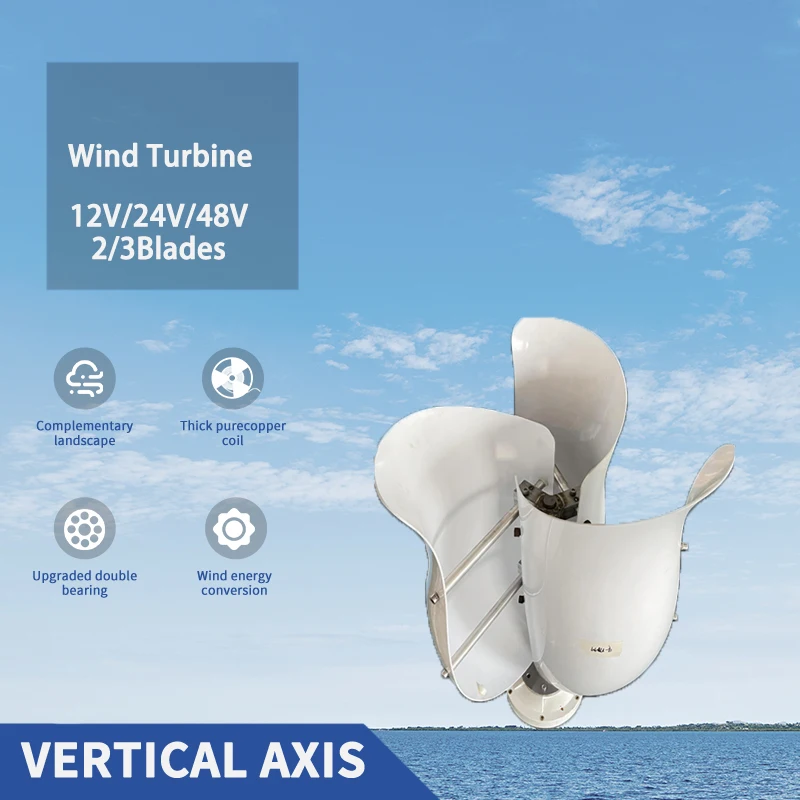 25KW 3Blades Wind Turbine Generator Vertical Turbine Alternative Free Energy Windmill 12V 24V 48V Hybrid Controller for Homeuse