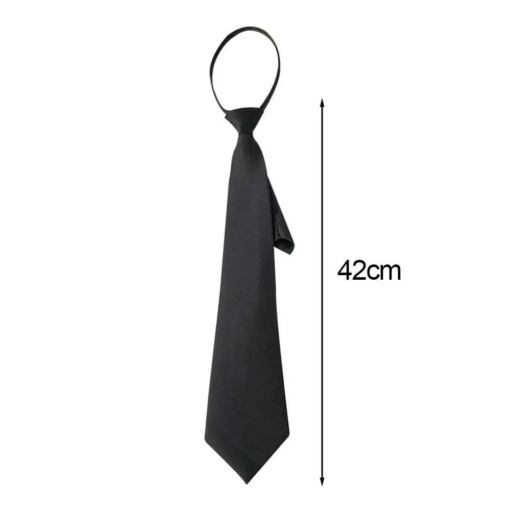 Unisex Black Zipper Tie Simple Clip Lazy Neck Ties On Tie Uniform Shirt Suit Neckties Steward Matte Funeral Men Women Students