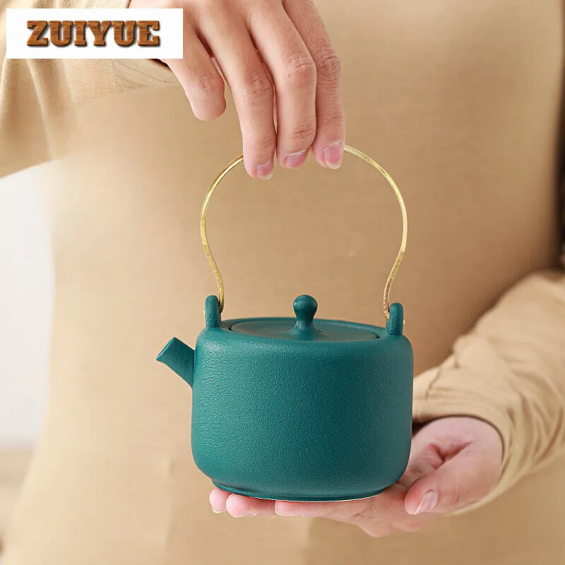 220ml Coarse Pottery Handmade Teapot Household Filter Loop-handled Teapot Elegant Pot Vintage Tea Maker Kettle Tea Items Crafts