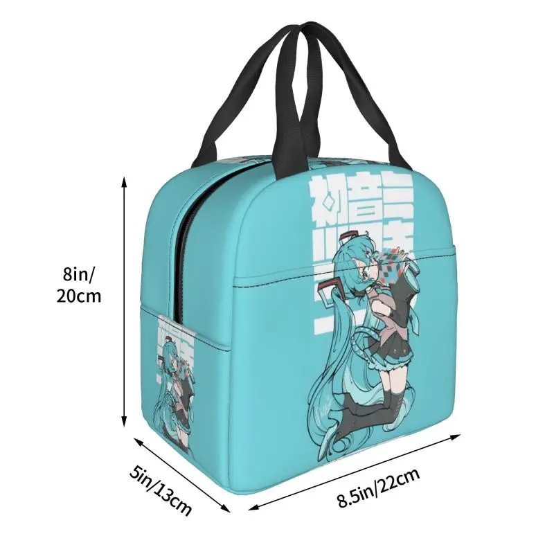 Custom H-Hatsunes Insulated Lunch Bag Portable Mikus Y2k Vocaloid Cartoon Movie Cooler Thermal Lunch Tote Office Picnic Travel view 3