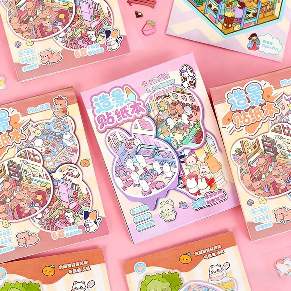 

3D миниатюрные наклейки сцены, 8 смыслов, мини-пейзаж, наклейка, книга, мультяшная наклейка, наклейка на сцену, игрушка, игровые наклейки, подарки для детей