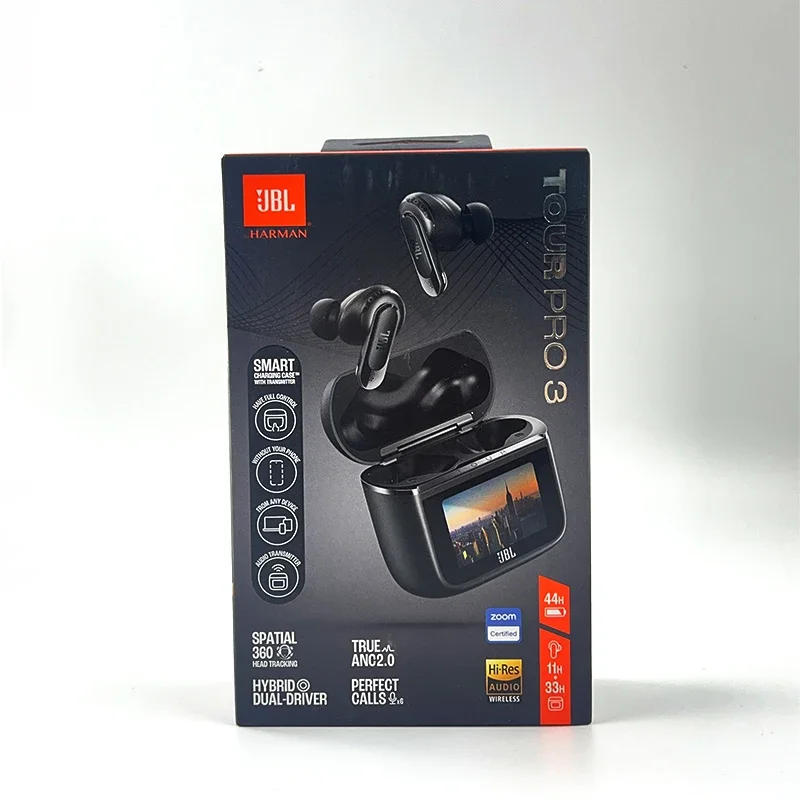 سماعات أذن JBL Tour Pro 3 True اللاسلكية المانعة للضوضاء مع علبة شحن ذكية بلوتوث 5.3 LE Audio Hi-Res LDAC وقت تشغيل 44 ساعة
