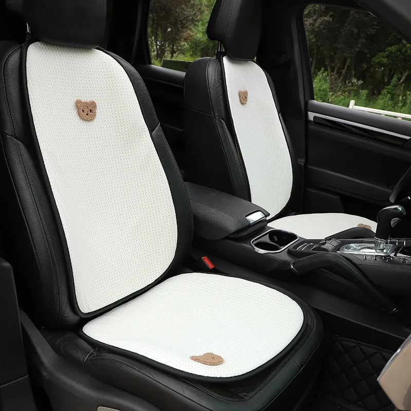 Zomer Auto Kussen Ijs Zijde Ademende Mesh Beer Auto Comfortabele Stoel Cool Pad Schattige Auto Interieur Benodigdheden