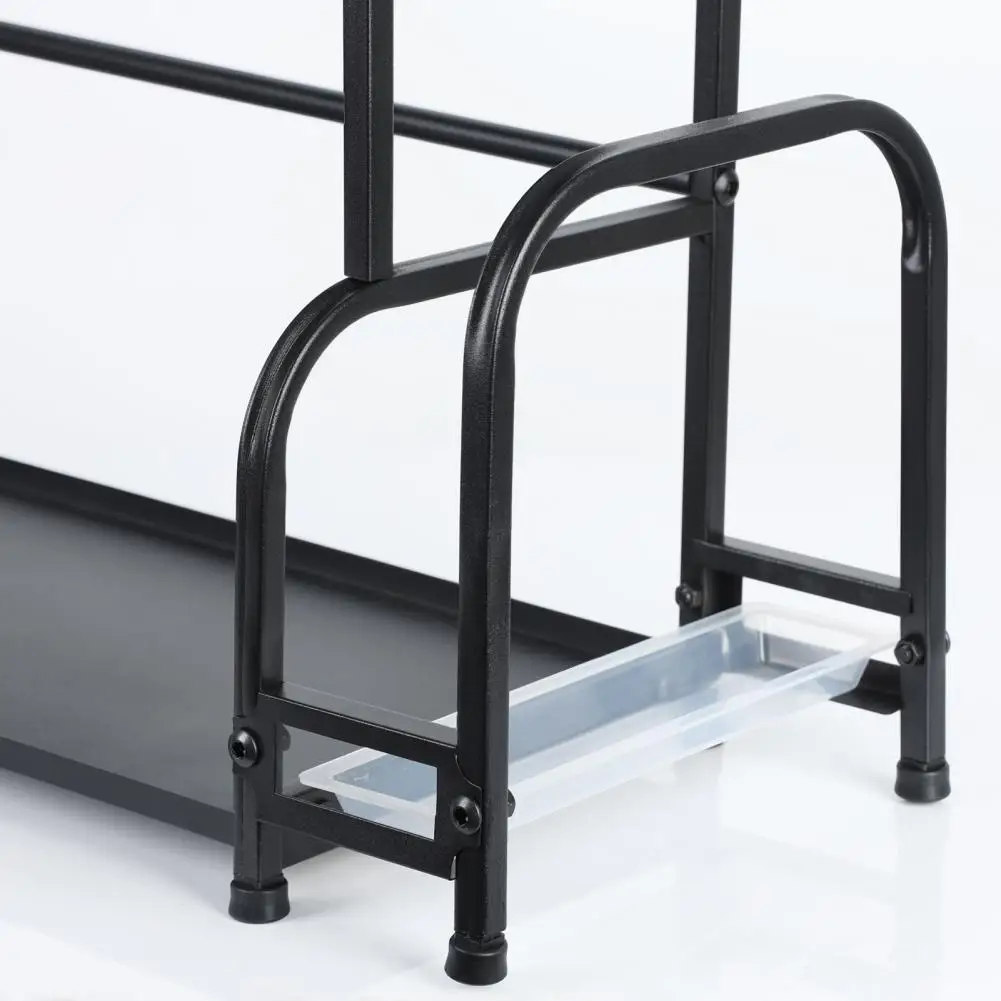 

3-Tier Kitchen Countertop Shelf Standing Spice Rack Organizer and Hooks Utensil Holder Chopping Board Holder, Black