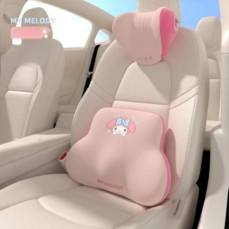 

Kuromi My Melody, милый автомобильный подголовник и подушка для шеи с поддержкой талии для удобной защиты подушки для дорожного сиденья