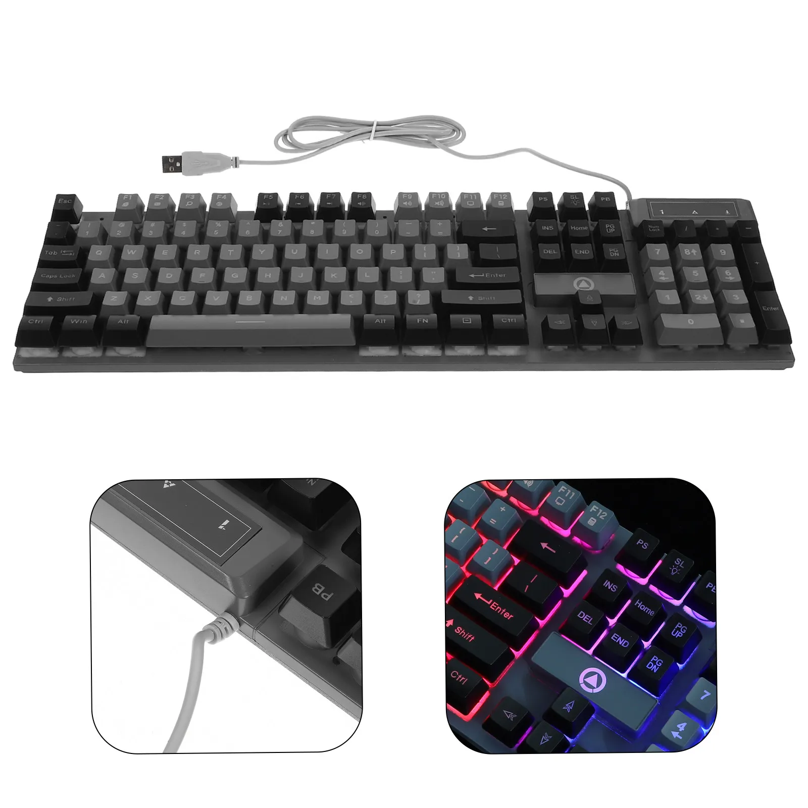 

Игровая клавиатура RGB LED, 104 клавиши, полноразмерная, черная, с подвесными колпачками клавиш, с подсветкой, механическая, проводная, аксессуары для ПК, игровая клавиатура