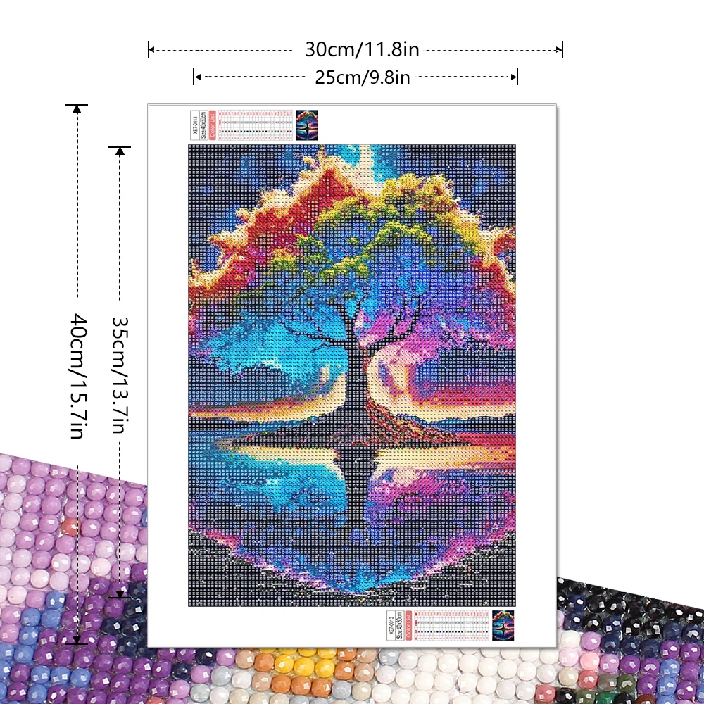 Full Round Diamond Painting Tree 5D Diy Drill Mosaic Landscape Handicrafts Wall Art 30x40cm