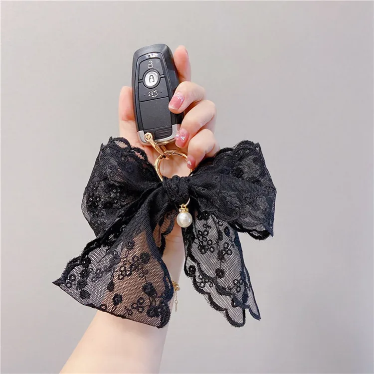 Creative lace Butterfly car key chain lovely luxury women key chain bag pendant popular car accessories women\'s gift key chains