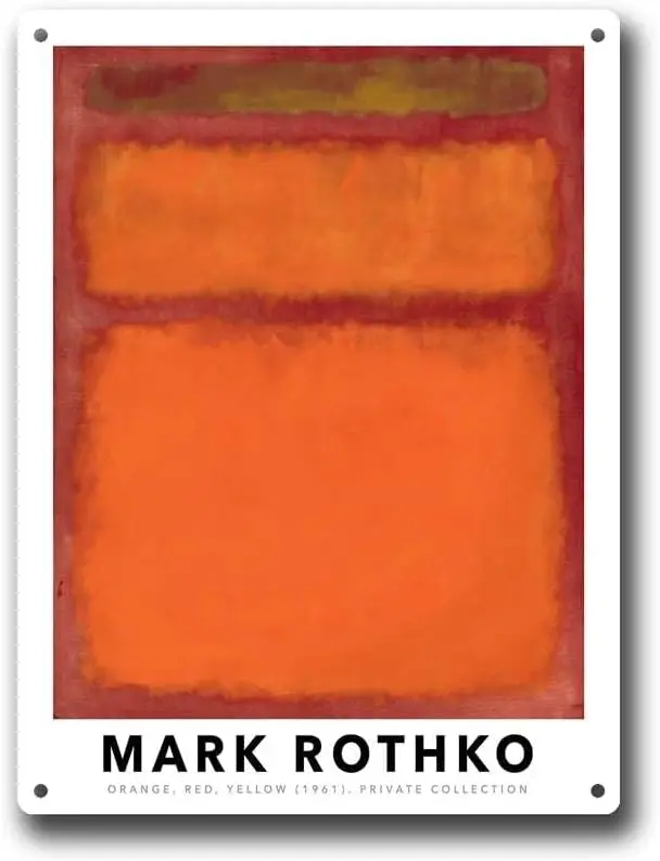 Metal Tin Signs Mark Rothko Orange Red Yellow 1961 Vintage Color Art  Sign