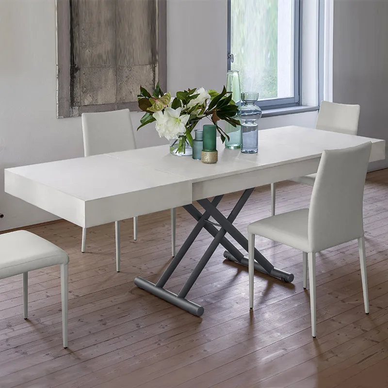 Lifting folding retractable dining table, coffee table, dual-purpose,   apartment, multi-functional rectangular dining table