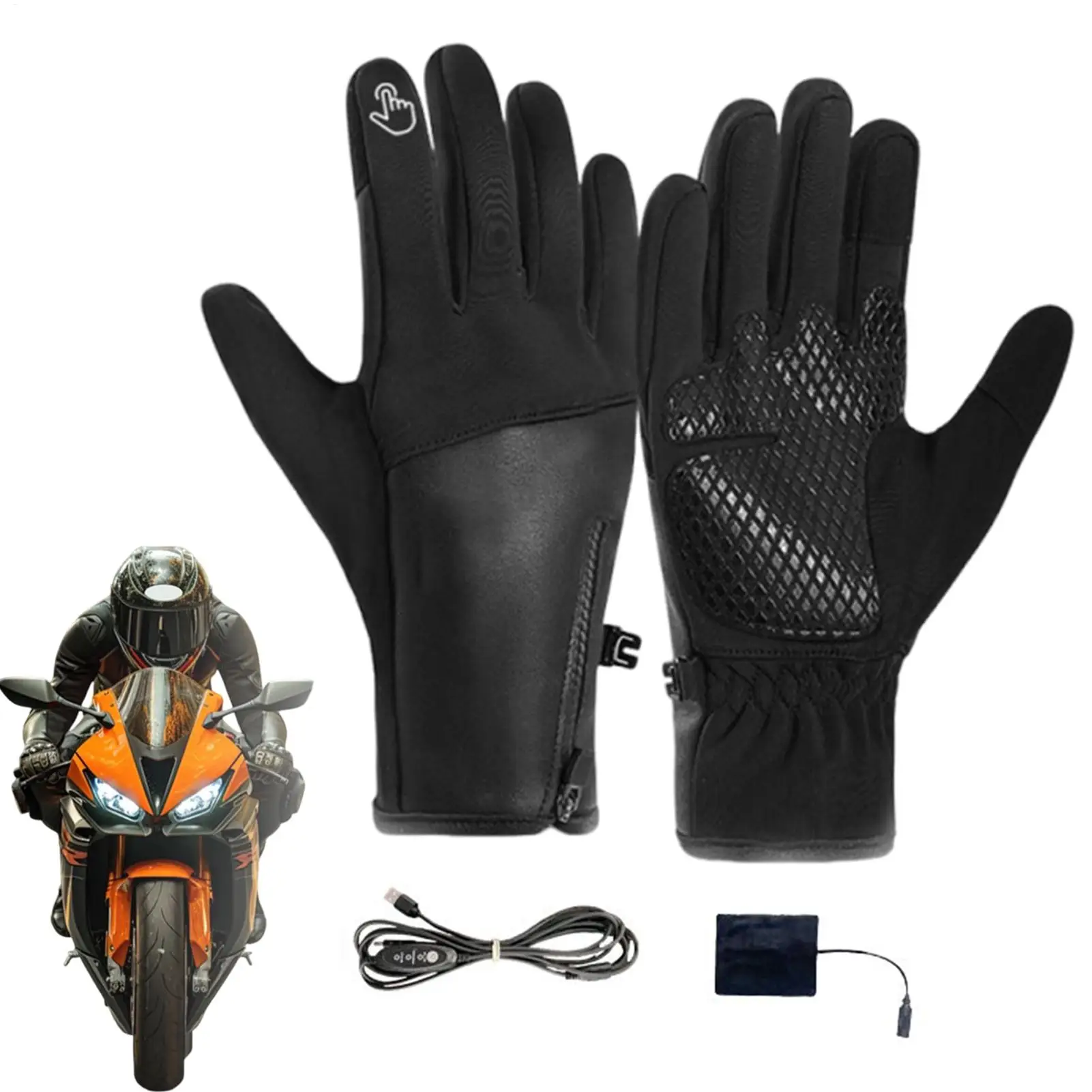 

motorcycle gloves Heated Gloves Rechargeable Touchscreen Windproof Cold Weather Warming Mittens for Skiing Sports Cycling