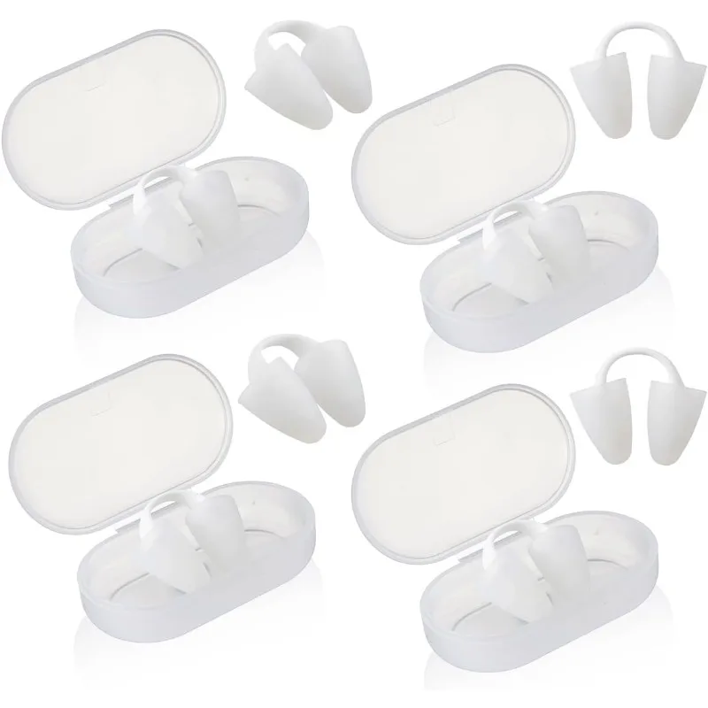 

4 Pcs Nose Plugs for Swimming Silicone Waterproof Swim Nose Plugs Swimming Nose Clips with Storage Bag for Adults s Beginners, E