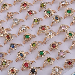20Pieces/Lot Crystal Luxury Flower Rings For Women Engagement Wedding Party Jewelry Gift