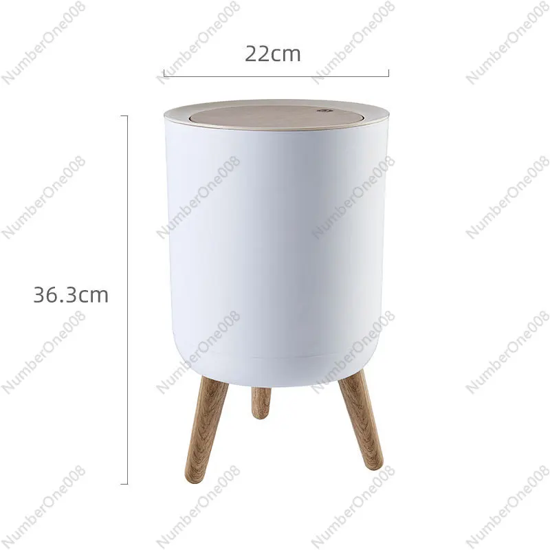 Desktop trash can with lid household press living room small bathroom kitchen light luxury high foot trash can