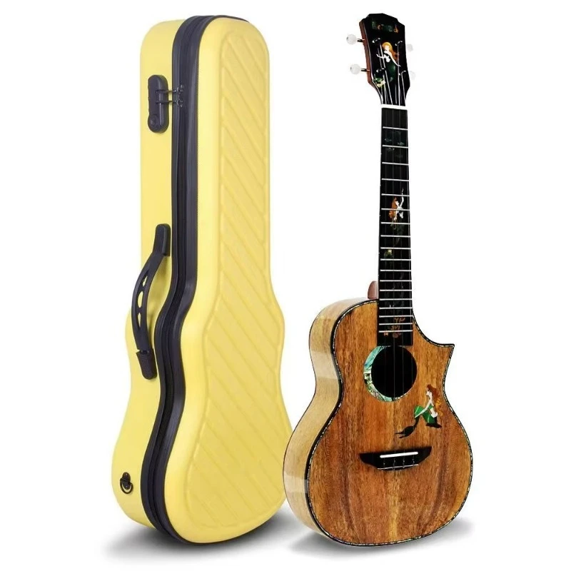 Mermaid 26-Inch Acoustic Ukulele All-Single Board Senga Wood Mango Wood Nylon String Small Guitar with Maple Back/Side - Image 2