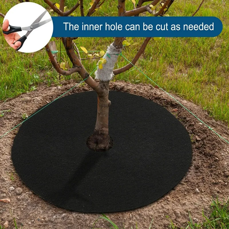 30/5Pcs Non-Woven Tree Mulch Ring Weeding Barrier Reusable Garden Mat Garden Netting Blanket Gardening Anti Grass Cloth Films