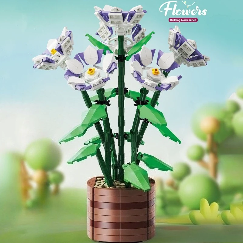 858PCS MORNING GLORY POTTED BLOCK FLOWER MODEL: STYLISH DECORATIVE ORNAMENT, IDEAL GIFT FOR ALL FESTIVALS