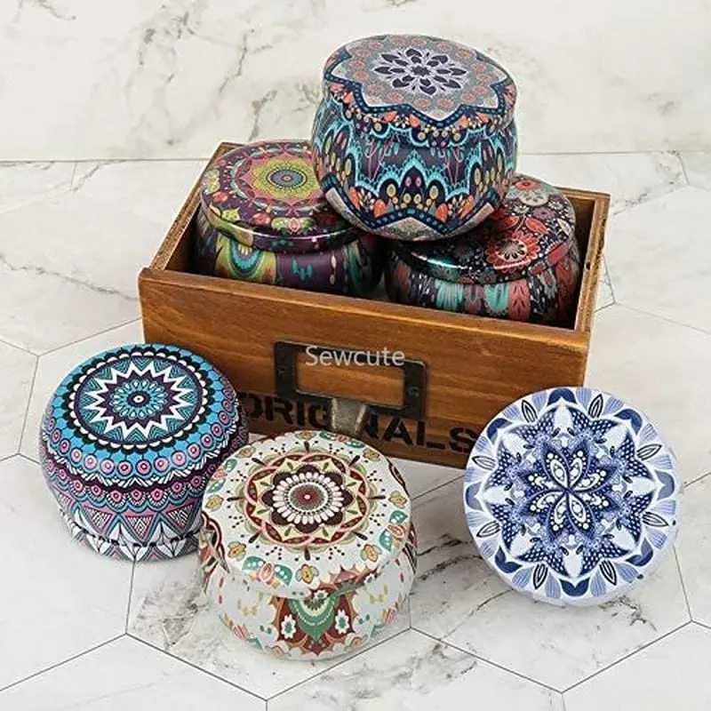 6 Pcs Candle Tin Jars DIY Candle Making kit Holder Storage case for Dry Storage Spices Camping  Party Favor and Sweets Gifts