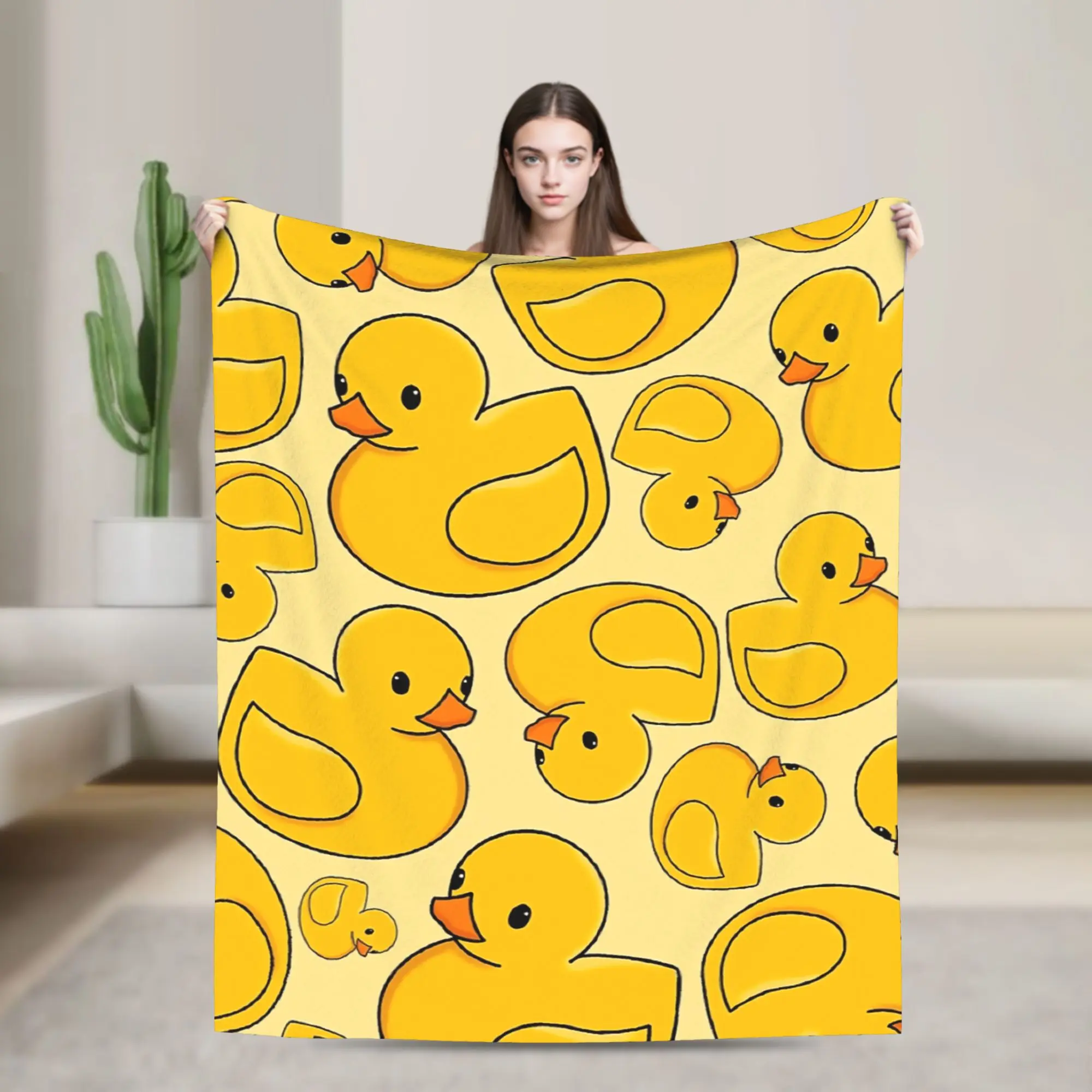 Manta de pato de goma amarilla, ropa de cama muy cálida de calidad, colcha estampada para dormitorio de niño y niña de invierno