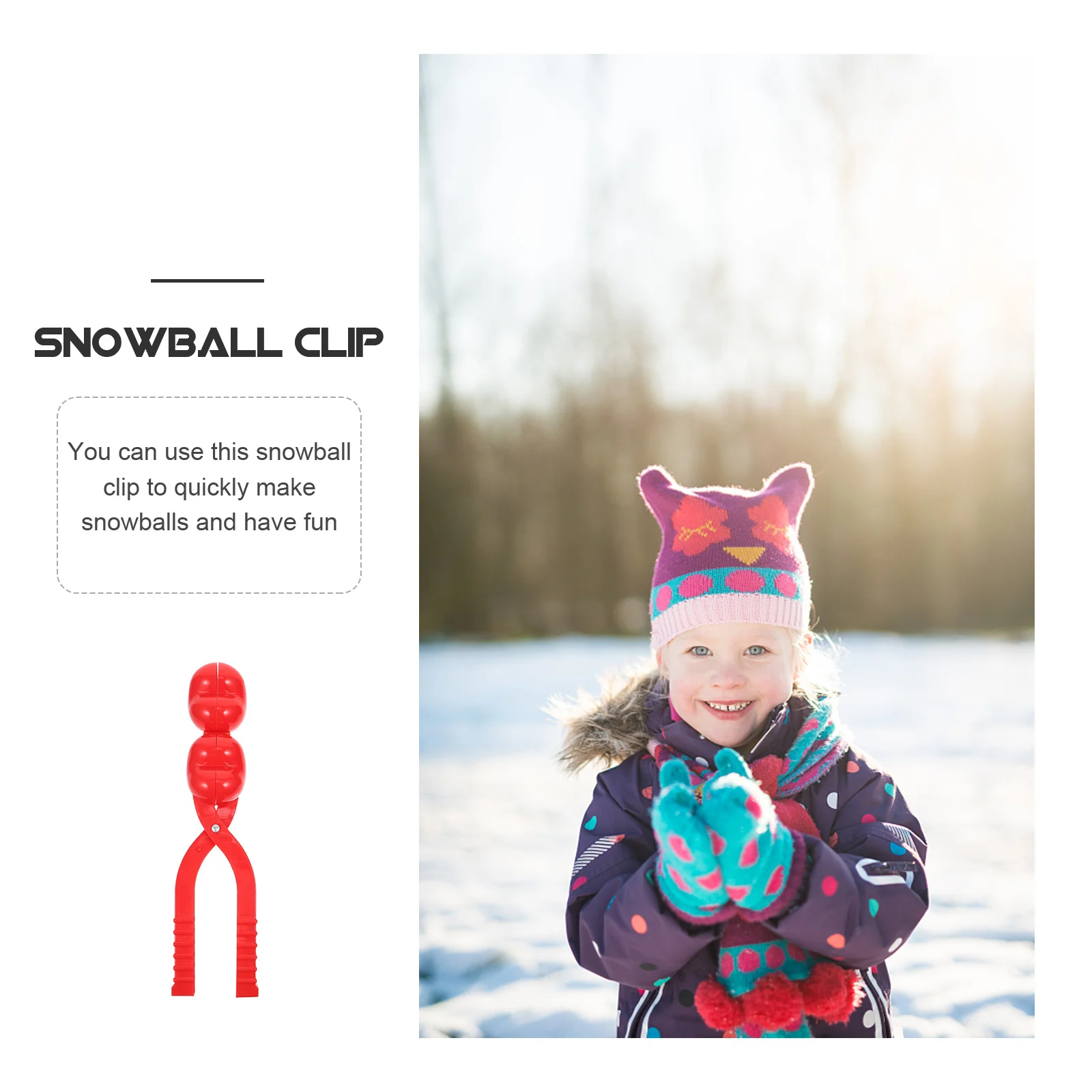 قطعتان من مشابك الأطفال أداة صنع البلاستيك المتينة تحافظ على نظافة اليدين في الشتاء في الهواء الطلق لعب حقل الثلج