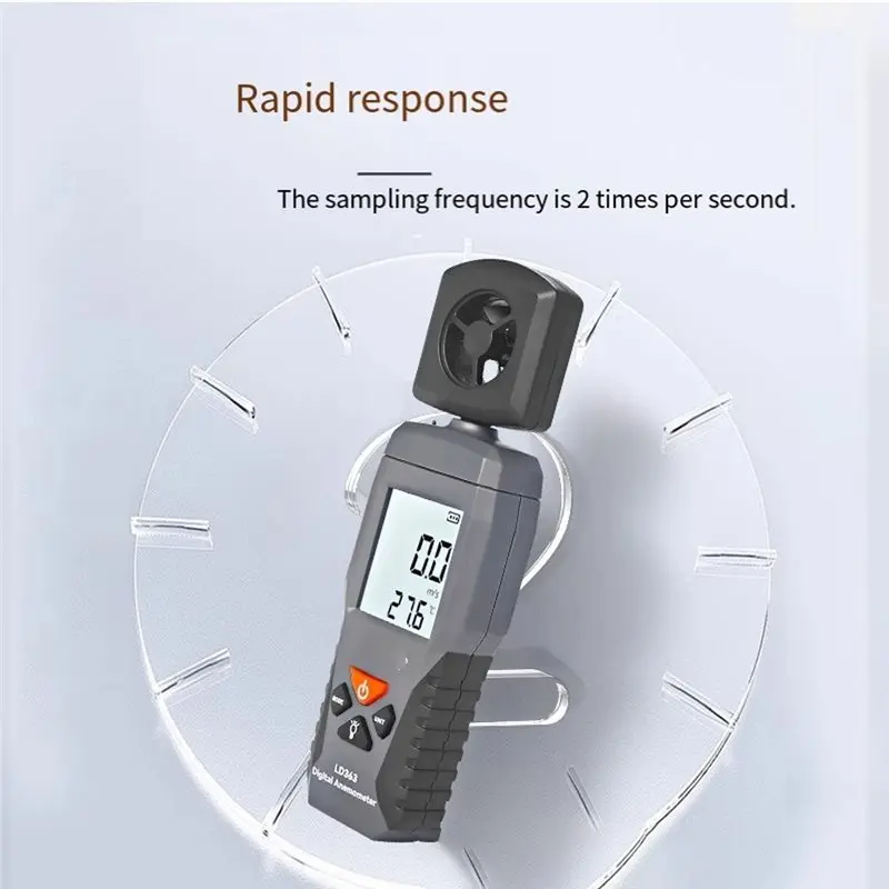 A93E-LD363 Portable Digital Anemometer With LCD Display, Temperature Sensor, Airflow Meter, And Wind Speed Measurement