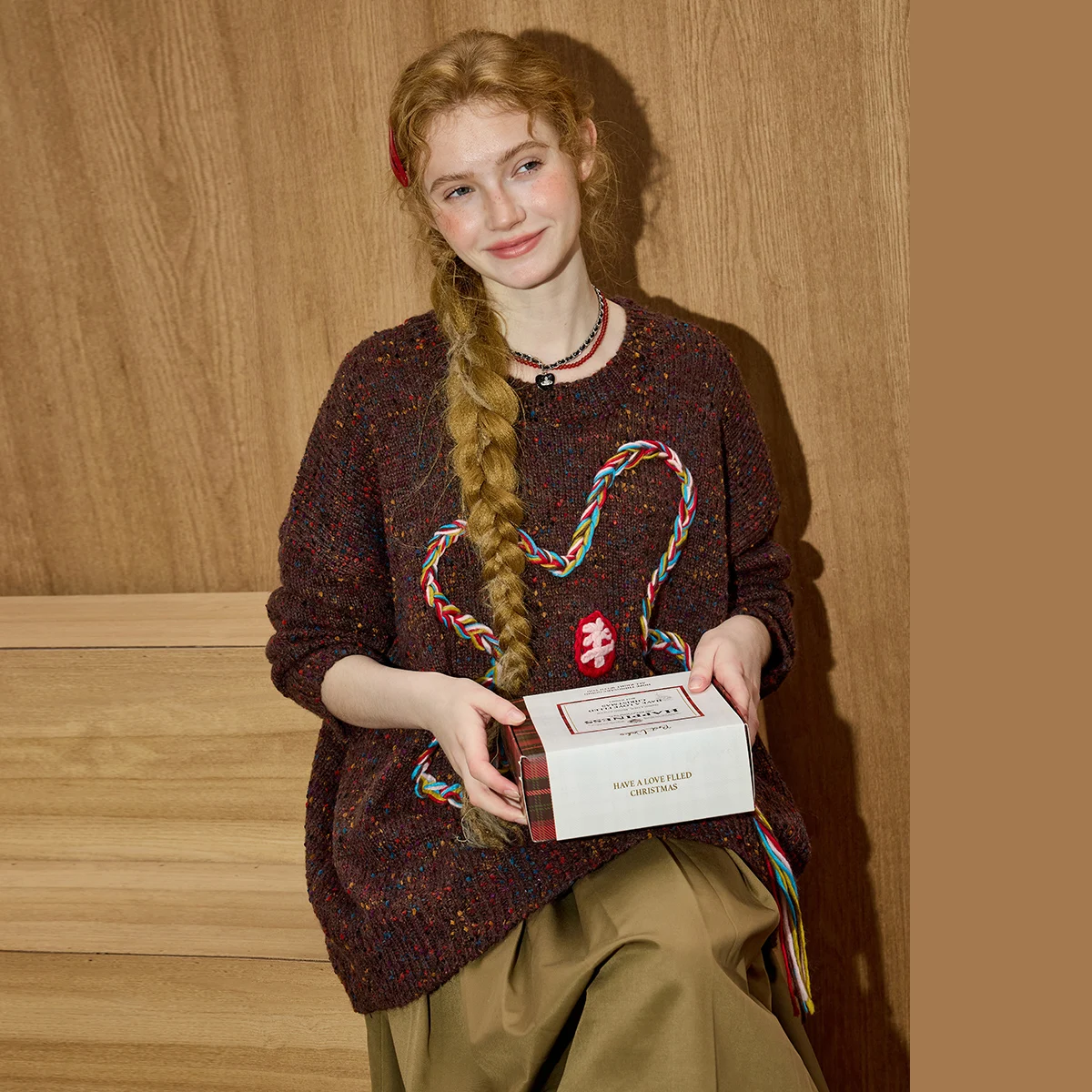 

Зимний женский вязаный свитер с 3D цветочным принтом 2024, прочный пуловер с веревочными деталями, мягкий свободный топ большого размера, уютная шикарная одежда для дома Y2K