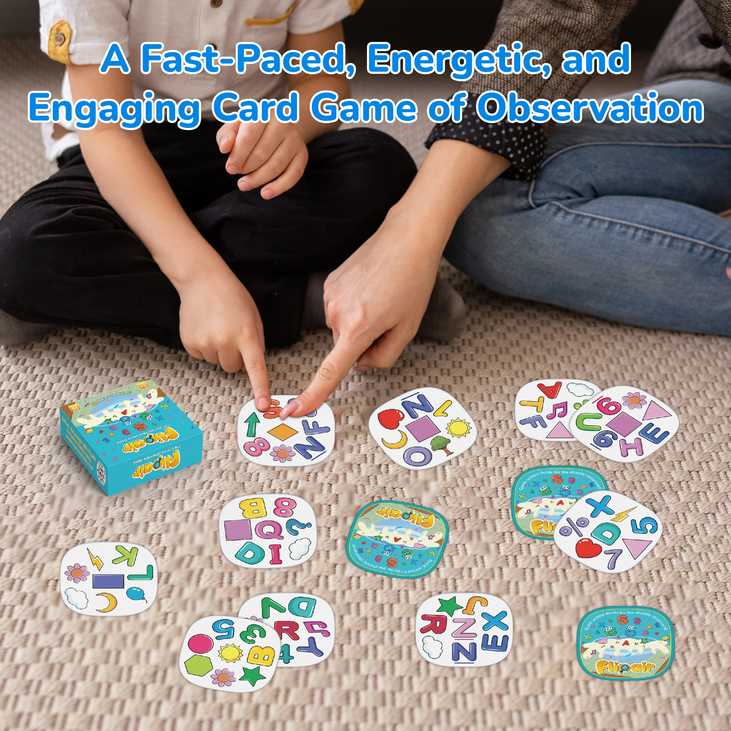 Flipair Nummer- und Form-Matching-Kartenspiel, lustiges visuelles Wahrnehmungsspiel für Familie, Schule, Partys und Reisen