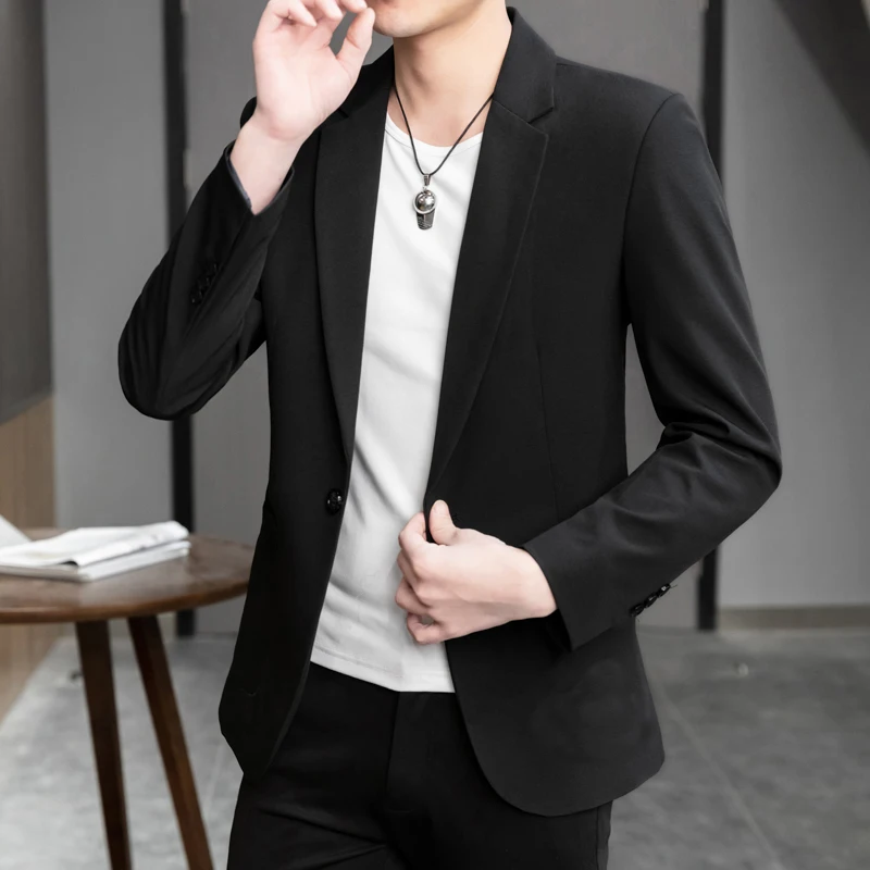 

Повседневный мужской костюм Jaet, осенняя мода, городская молодежная прическа, облегающее умное повседневное пальто на одной пуговице