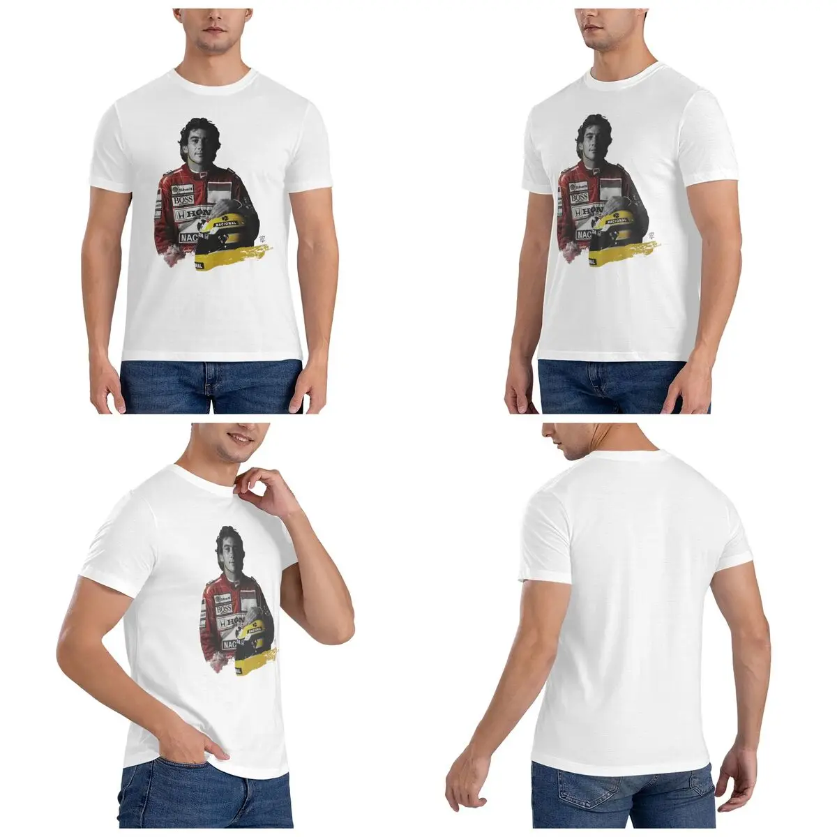 Ayrton Senna 1991 Helmet Racing Men T-Shirt Fashion Plus Size T Shirts Men's Crew Neck Cotton Tees Short Summer Male