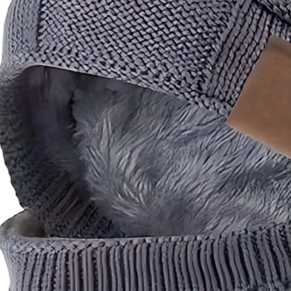Casual Plus Size Winter Beanie Cap Thick Warm Soft Knitted Hat Cuffed Design with Face Cover Slouchy Hat for Women Men