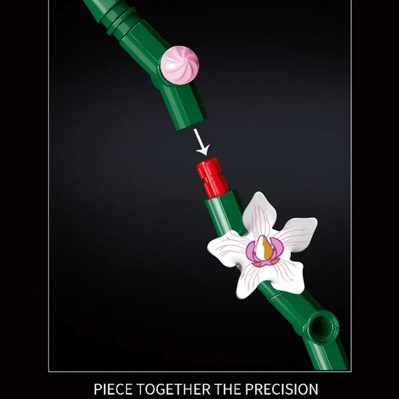 2026 جديد رومانسية زهرة 600 + قطعة باقة الأوركيد بنة لتقوم بها بنفسك بوعاء التوضيح عدة الجمعية الطوب اللعب فومانسي فتاة هدية