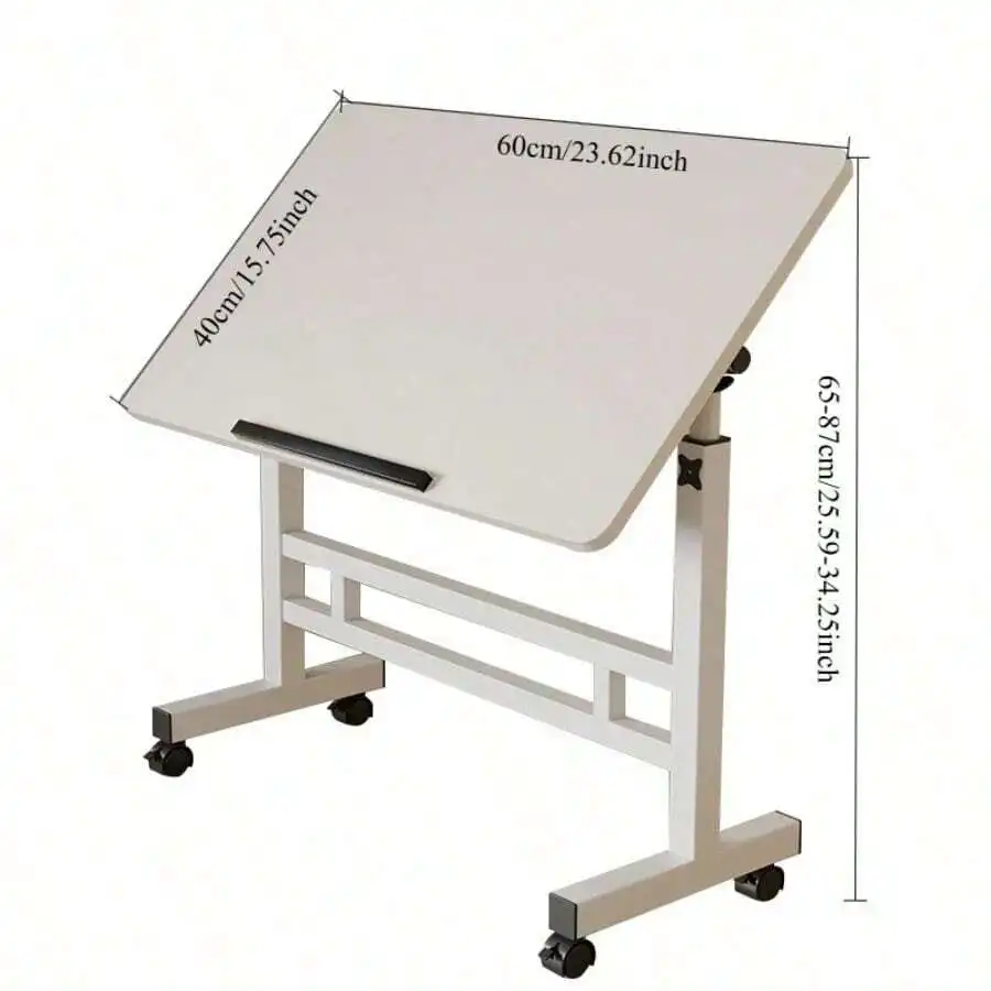 3 Colors, Adjustable Height, 360° Swivel Folding Desk On Wheels With Sturdy Frame, Suitable For Home Office Space, Dorm Room, St image 3