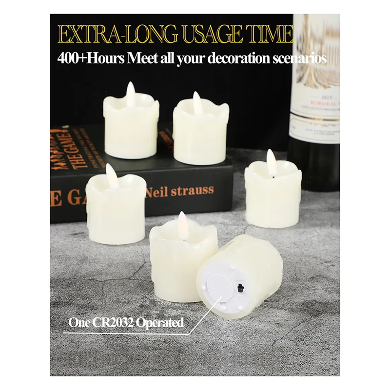 

ABMI-Flickering Flameless Votive Candles With Remote Timer, Battery Operated LED Candles For Wedding Dinner Table Decor