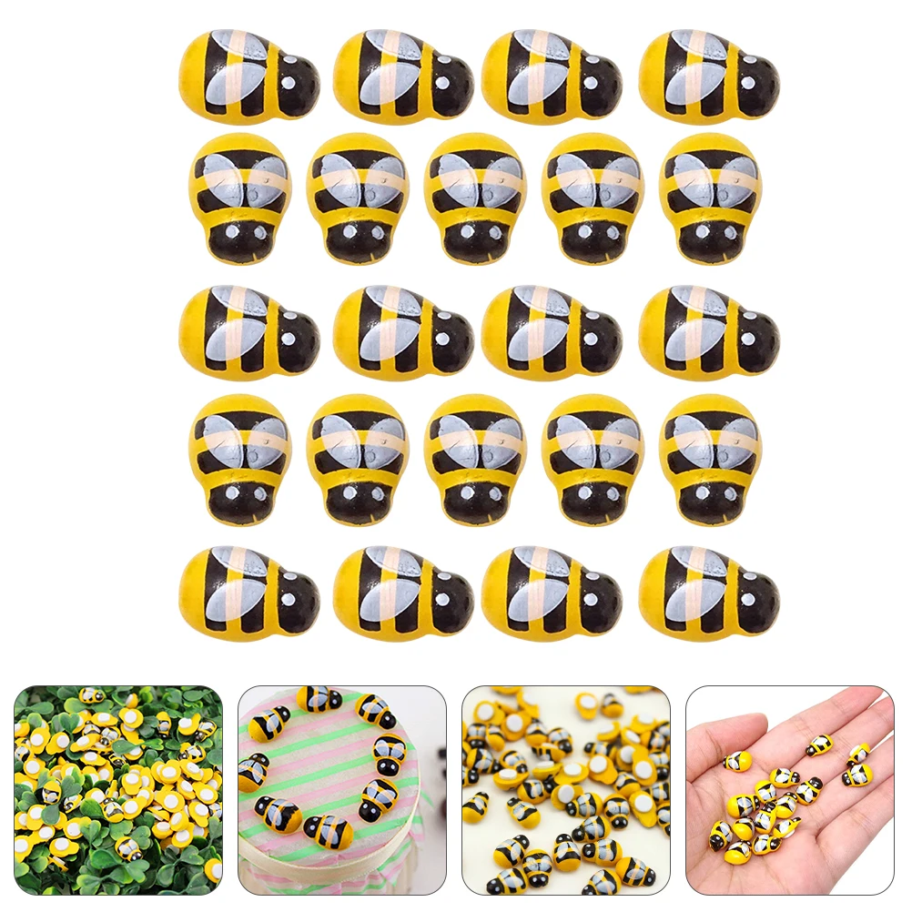 

200 Pcs Wooden Small Bee Accessories Ornaments for Kids Toy Mini Craft Decor Landscape Miniature Decoration Baby