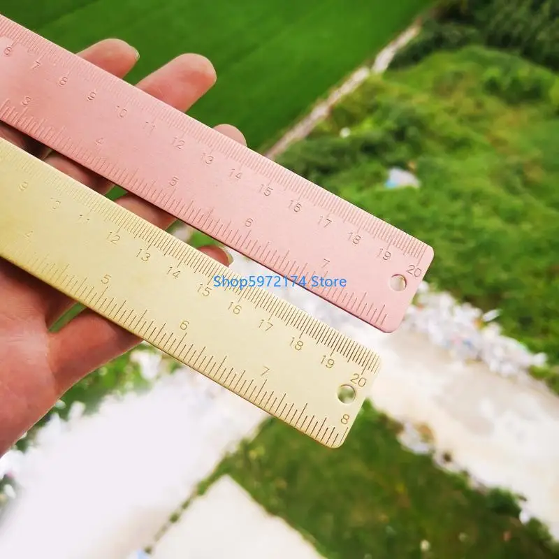 Y3NB Brass Ruler Straight Ruler Plastic Measuring Tool 8 Inches,Students Stationery