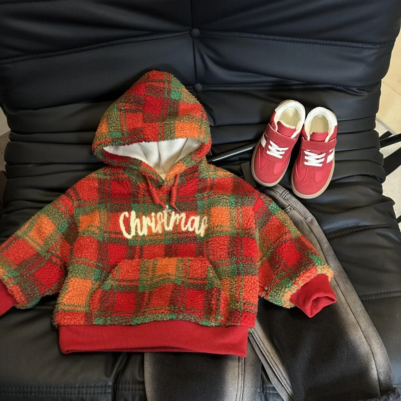 

Boys and Girls Hooded Fleece Sweatshirt Set Winter New Fashionable Warm Casual Pants Two-Piece Set for Toddlers and Kids