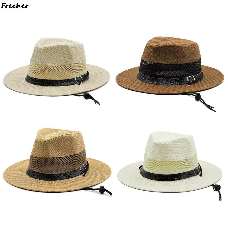 Summer Sunshade Fedora Hats Men Western Cowboy Hat Straw Beach Panama Wedding Party Caps Unisex Outdoor Fishing Chapeau New