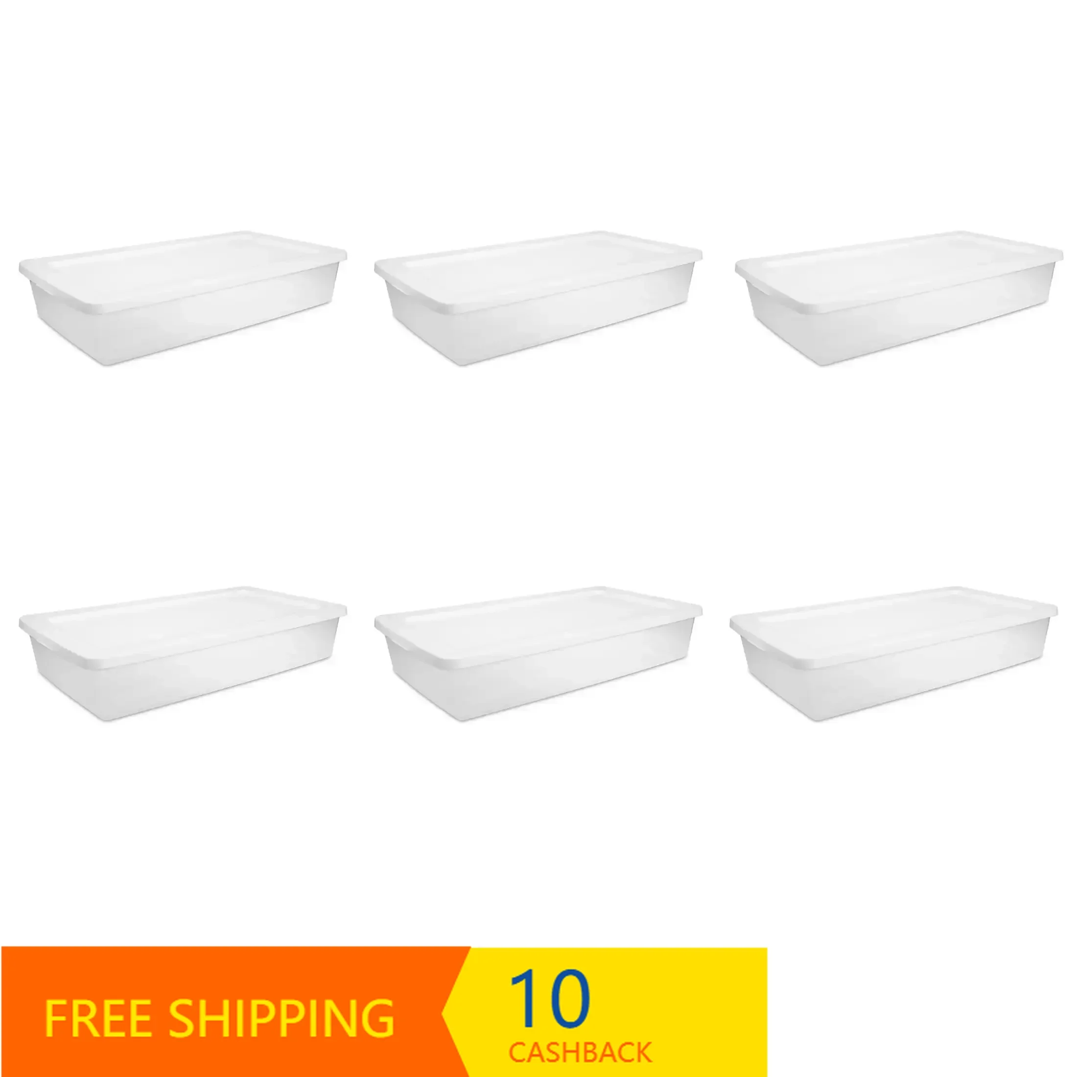 

41 Qt. Storage Box Plastic Adult, White, Set of 6